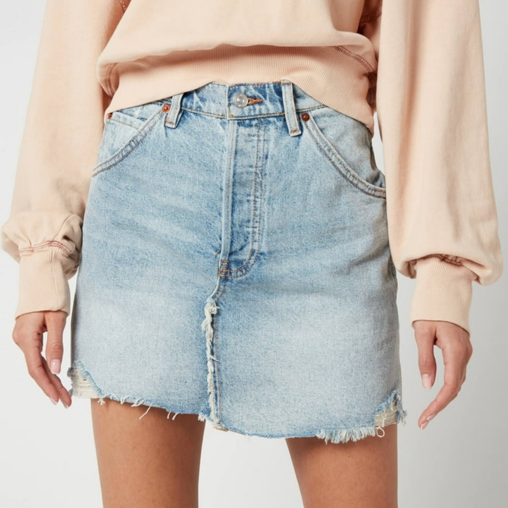 Free People Brea cut-off denim mini skirt